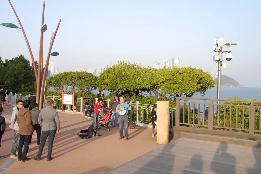 동백섬에서 연주하는 외국인 아저씨